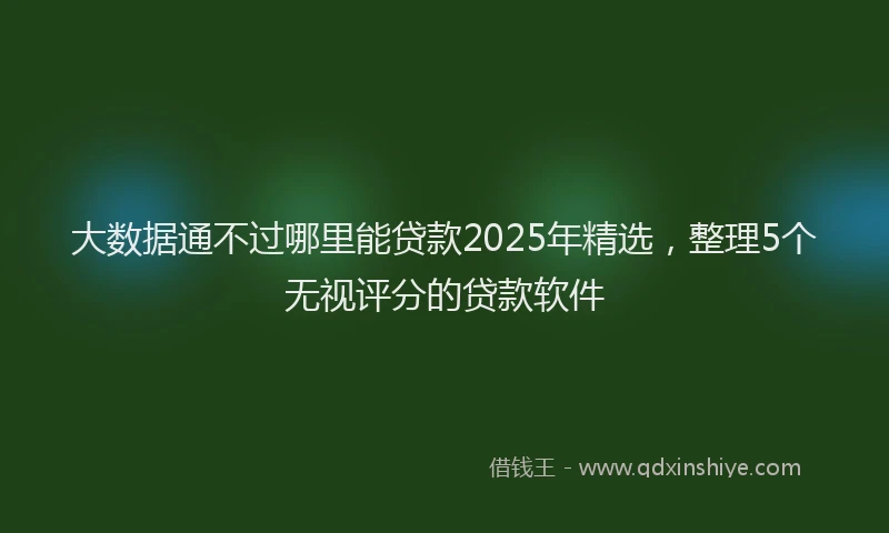 大数据通不过哪里能贷款2025年精选，整理5个无视评分的贷款软件