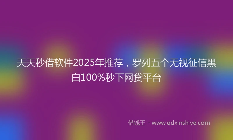 天天秒借软件2025年推荐，罗列五个无视征信黑白100%秒下网贷平台