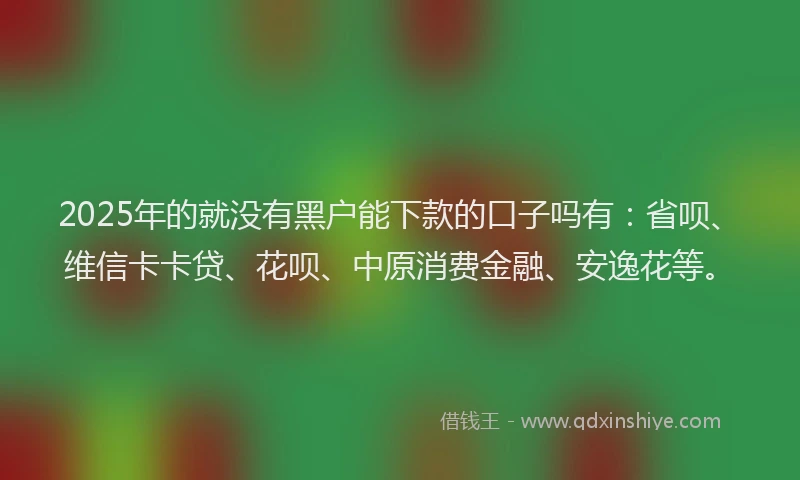2025年的就没有黑户能下款的口子吗有：省呗、维信卡卡贷、花呗、中原消费金融、安逸花等。