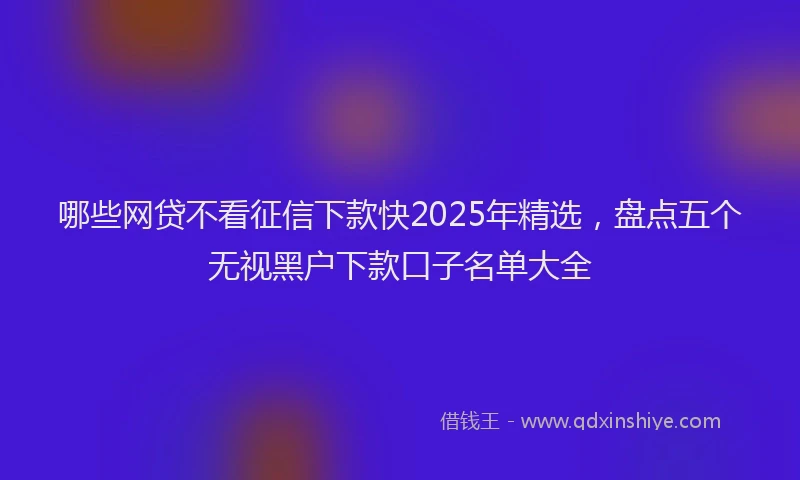 哪些网贷不看征信下款快2025年精选，盘点五个无视黑户下款口子名单大全