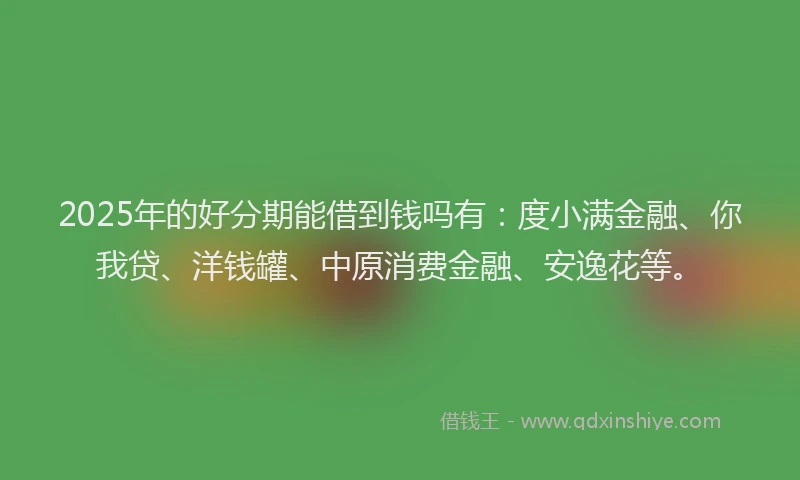 2025年的好分期能借到钱吗有：度小满金融、你我贷、洋钱罐、中原消费金融、安逸花等。
