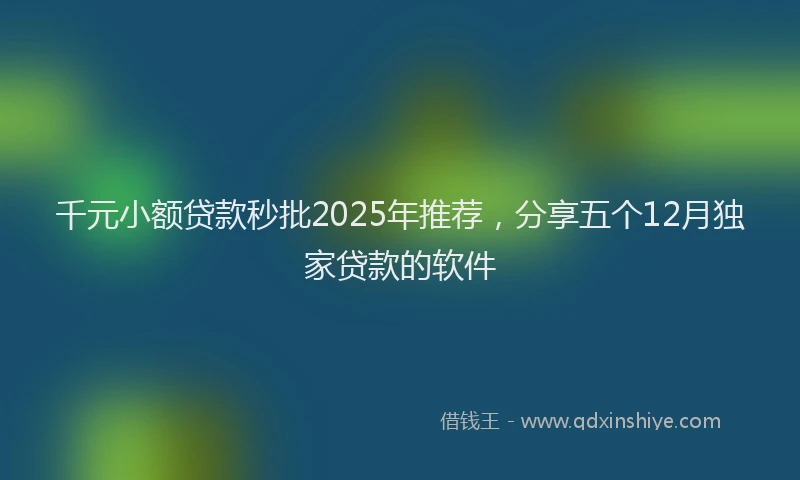 千元小额贷款秒批2025年推荐，分享五个12月独家贷款的软件