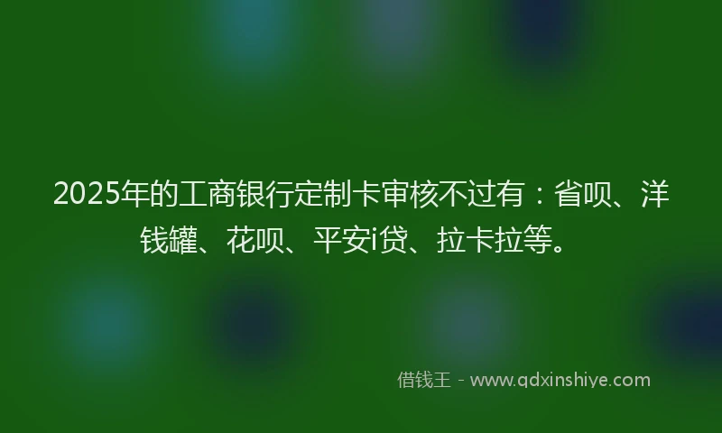 2025年的工商银行定制卡审核不过有：省呗、洋钱罐、花呗、平安i贷、拉卡拉等。
