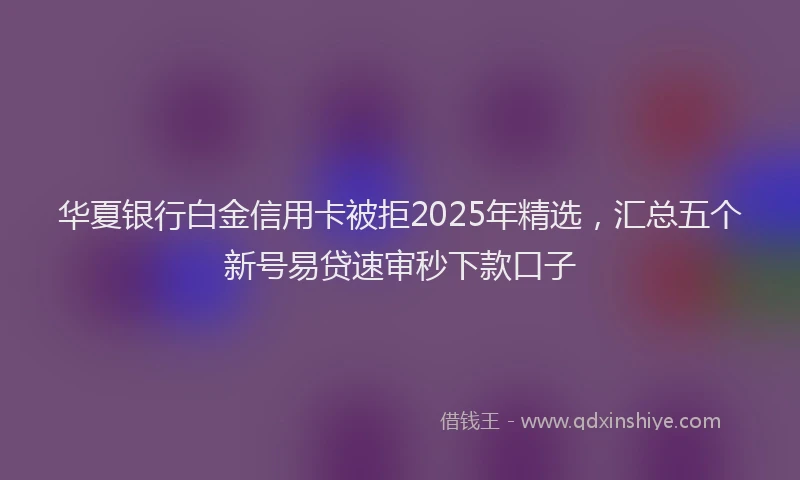 华夏银行白金信用卡被拒2025年精选，汇总五个新号易贷速审秒下款口子