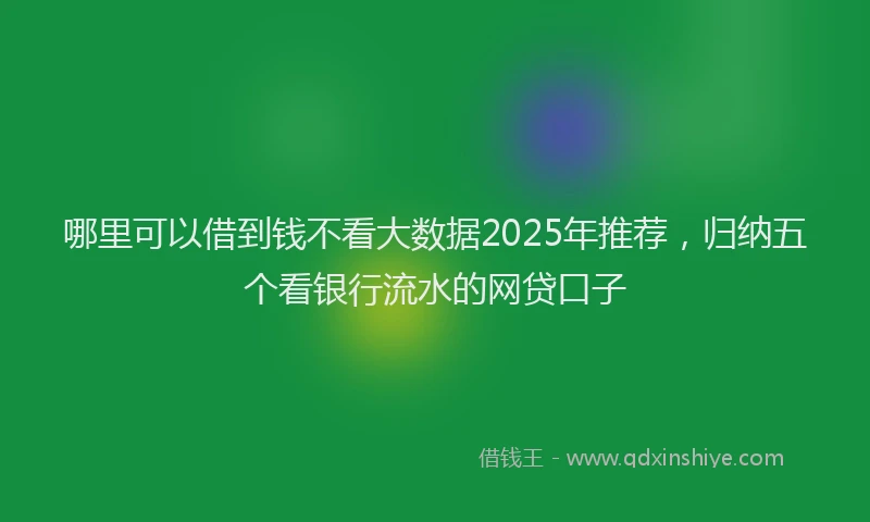 哪里可以借到钱不看大数据2025年推荐，归纳五个看银行流水的网贷口子