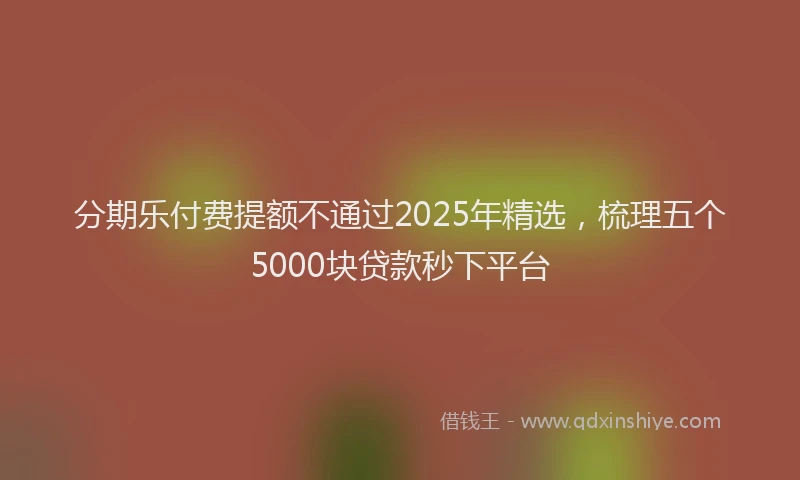 分期乐付费提额不通过2025年精选，梳理五个5000块贷款秒下平台