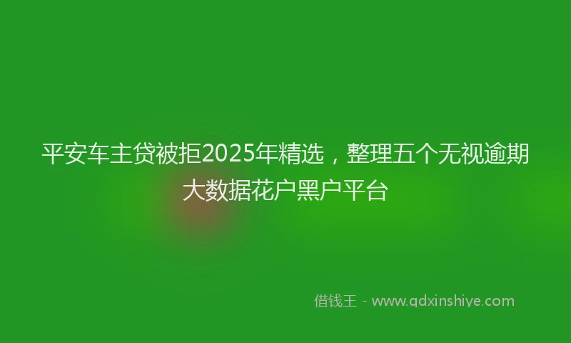 平安车主贷被拒2025年精选，整理五个无视逾期大数据花户黑户平台
