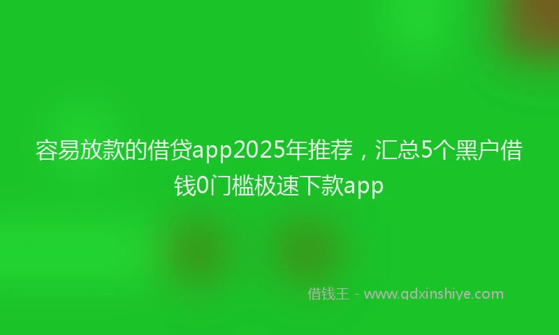 容易放款的借贷app2025年推荐，汇总5个黑户借钱0门槛极速下款app