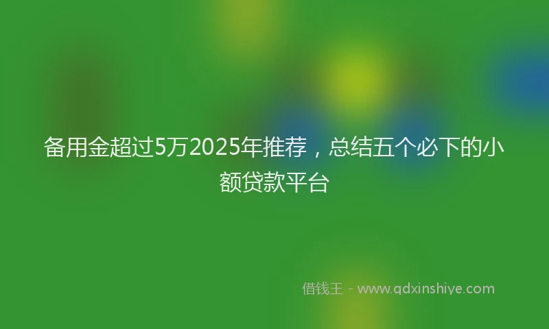 备用金超过5万2025年推荐，总结五个必下的小额贷款平台