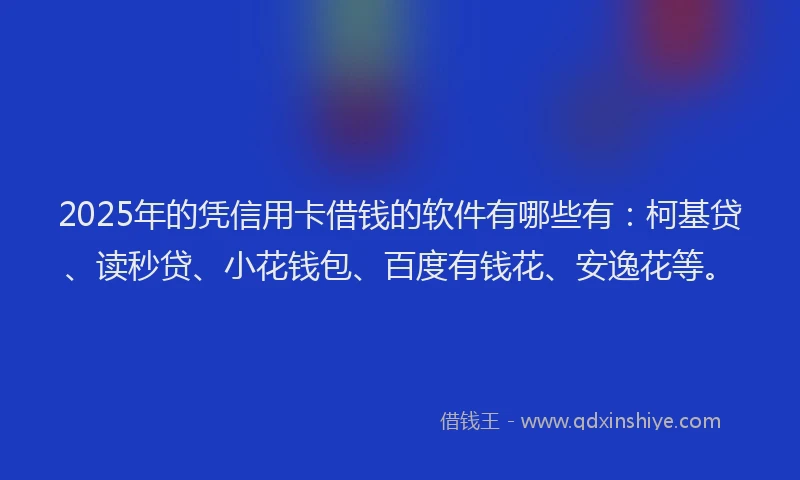 2025年的凭信用卡借钱的软件有哪些有：柯基贷、读秒贷、小花钱包、百度有钱花、安逸花等。