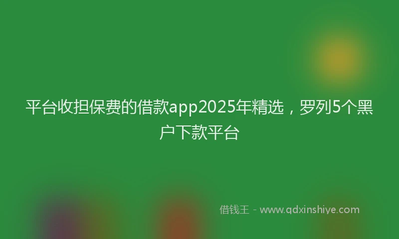 平台收担保费的借款app2025年精选，罗列5个黑户下款平台