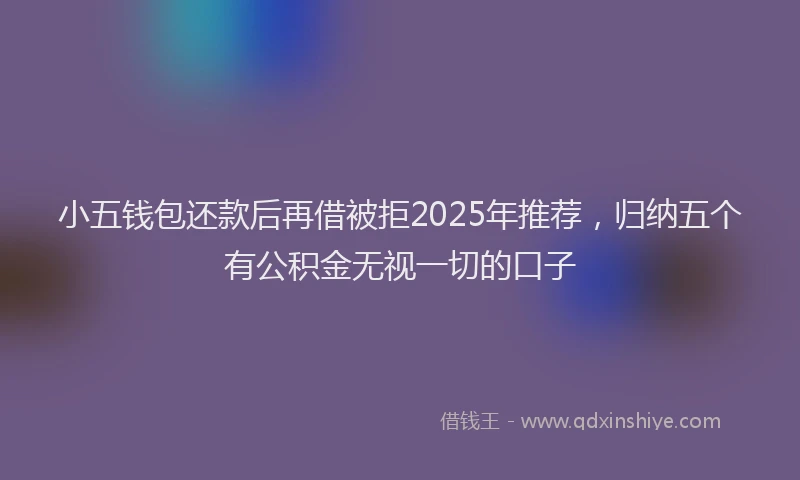 小五钱包还款后再借被拒2025年推荐，归纳五个有公积金无视一切的口子