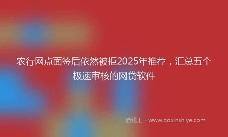 农行网点面签后依然被拒2025年推荐，汇总五个极速审核的网贷软件