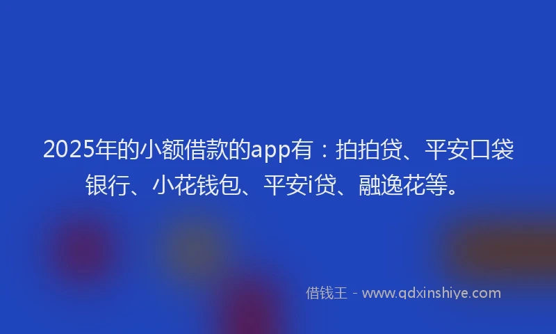 2025年的小额借款的app有：拍拍贷、平安口袋银行、小花钱包、平安i贷、融逸花等。