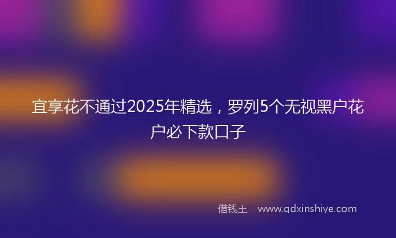 宜享花不通过2025年精选，罗列5个无视黑户花户必下款口子