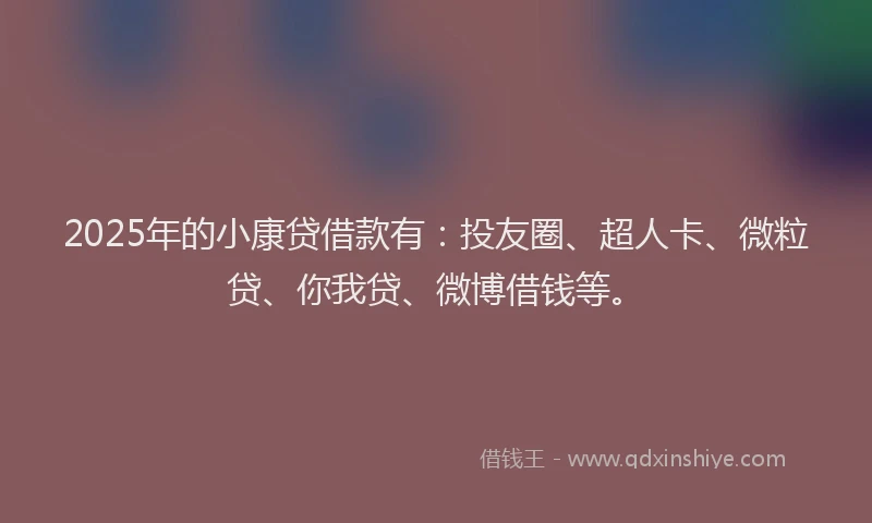 2025年的小康贷借款有：投友圈、超人卡、微粒贷、你我贷、微博借钱等。