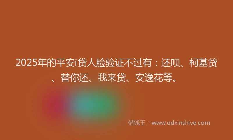 2025年的平安i贷人脸验证不过有：还呗、柯基贷、替你还、我来贷、安逸花等。