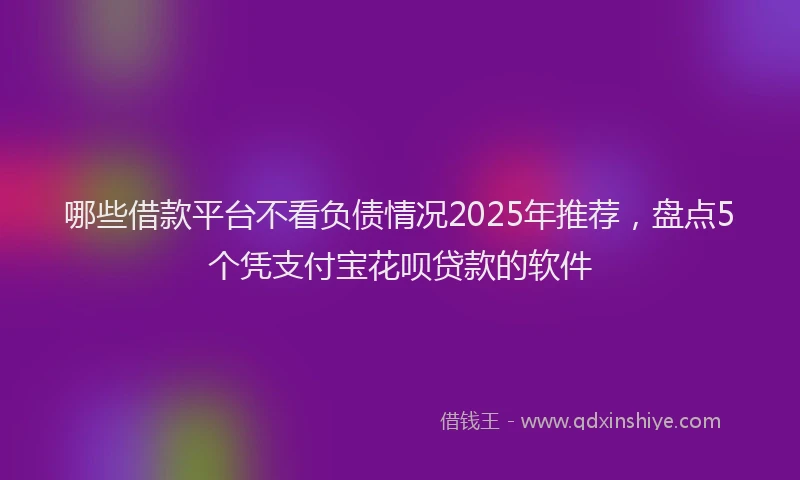 哪些借款平台不看负债情况2025年推荐，盘点5个凭支付宝花呗贷款的软件