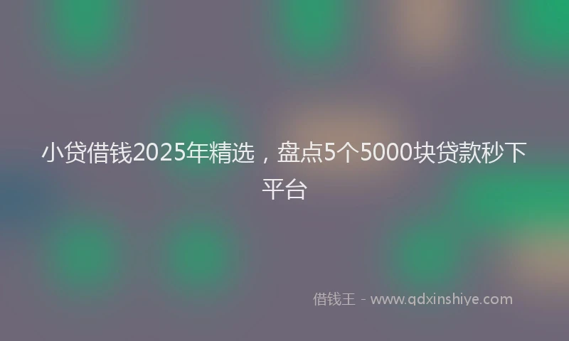 小贷借钱2025年精选，盘点5个5000块贷款秒下平台