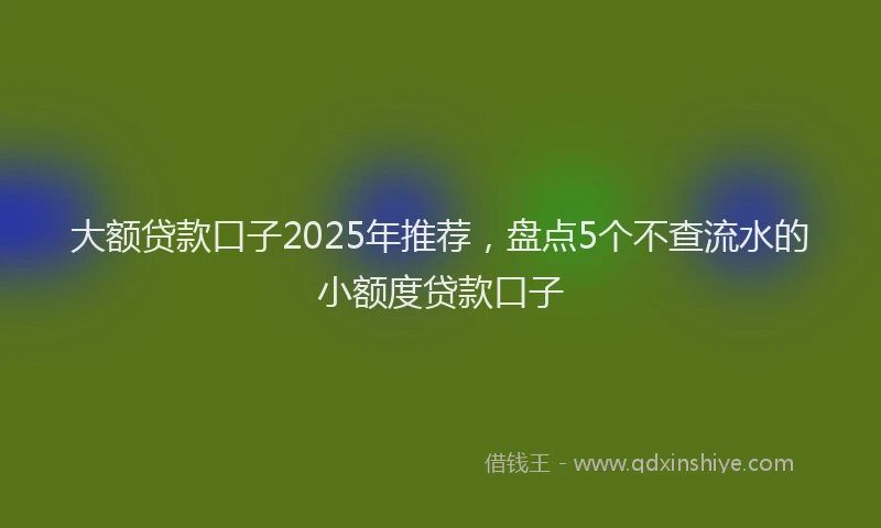 大额贷款口子2025年推荐，盘点5个不查流水的小额度贷款口子
