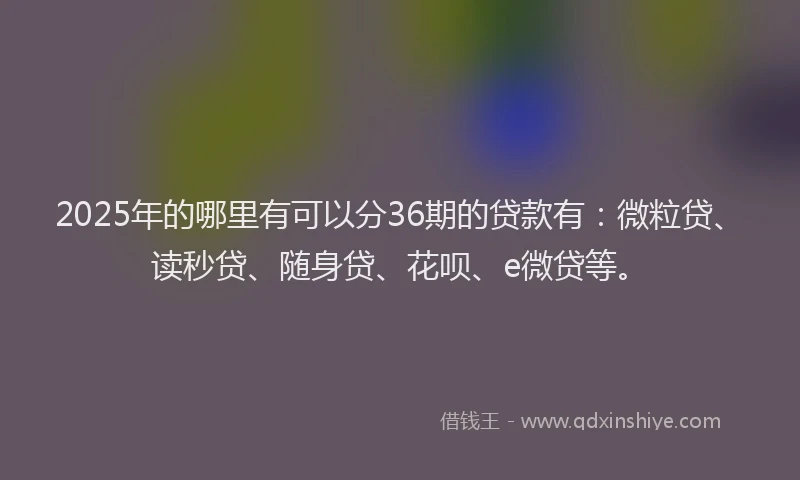 2025年的哪里有可以分36期的贷款有：微粒贷、读秒贷、随身贷、花呗、e微贷等。