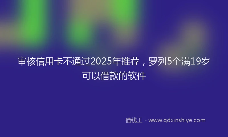 审核信用卡不通过2025年推荐，罗列5个满19岁可以借款的软件
