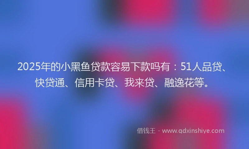 2025年的小黑鱼贷款容易下款吗有：51人品贷、快贷通、信用卡贷、我来贷、融逸花等。