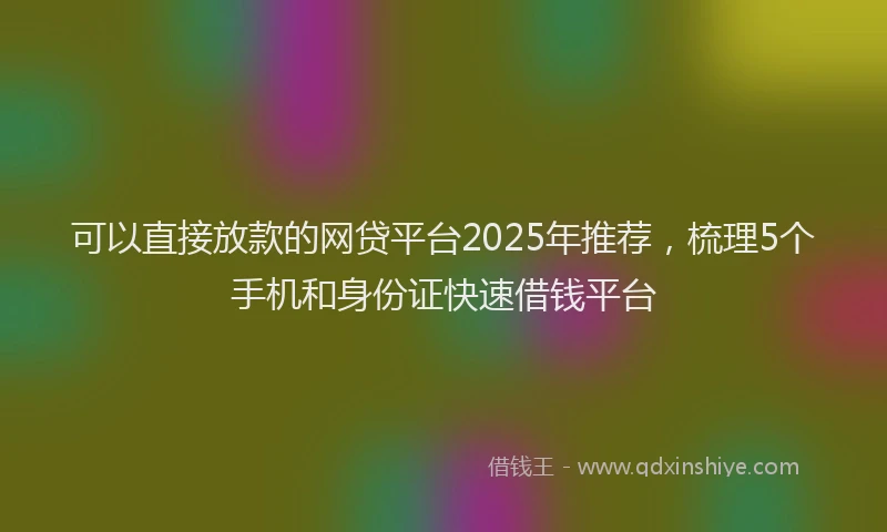 可以直接放款的网贷平台2025年推荐，梳理5个手机和身份证快速借钱平台