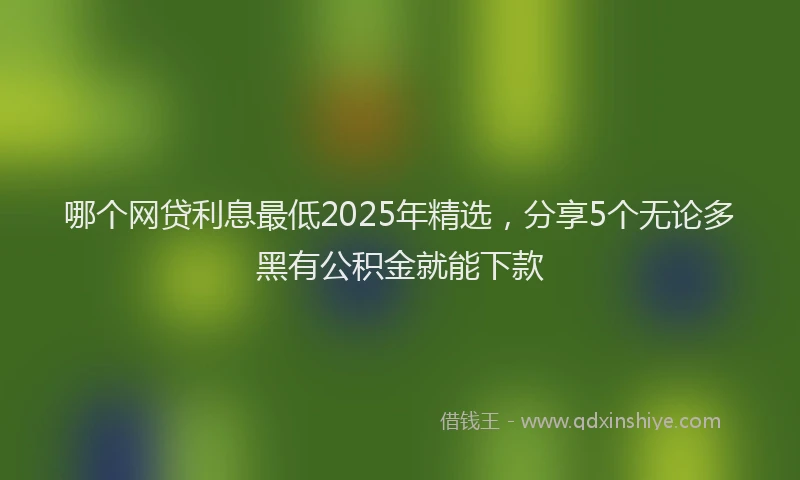 哪个网贷利息最低2025年精选，分享5个无论多黑有公积金就能下款