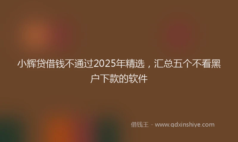 小辉贷借钱不通过2025年精选，汇总五个不看黑户下款的软件