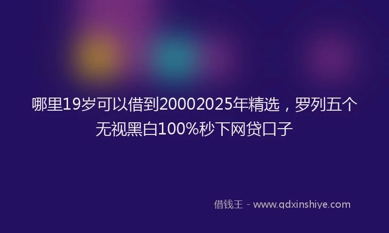 哪里19岁可以借到20002025年精选，罗列五个无视黑白100%秒下网贷口子