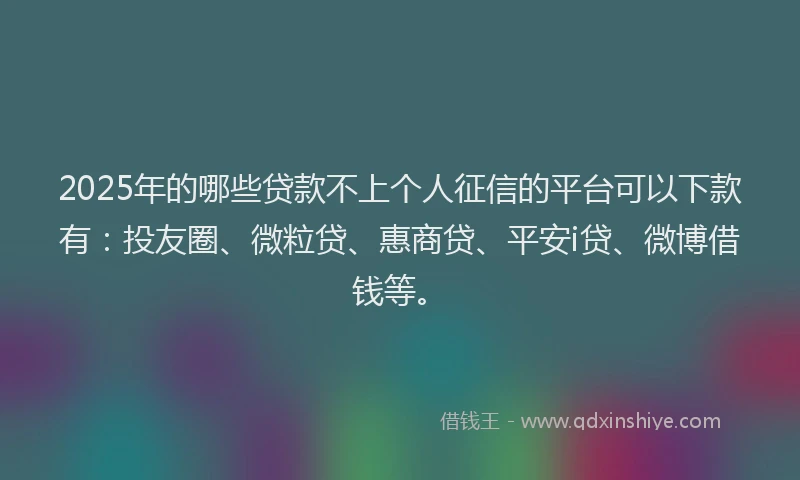 2025年的哪些贷款不上个人征信的平台可以下款有：投友圈、微粒贷、惠商贷、平安i贷、微博借钱等。