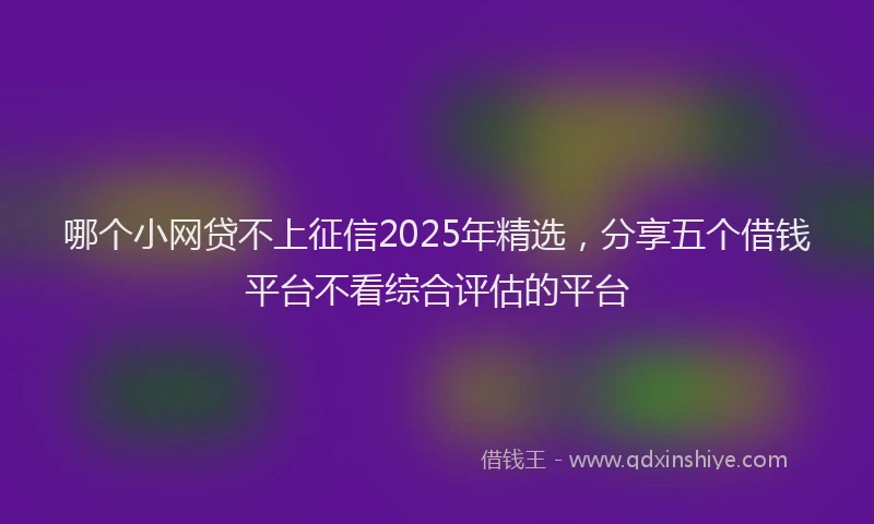 哪个小网贷不上征信2025年精选，分享五个借钱平台不看综合评估的平台