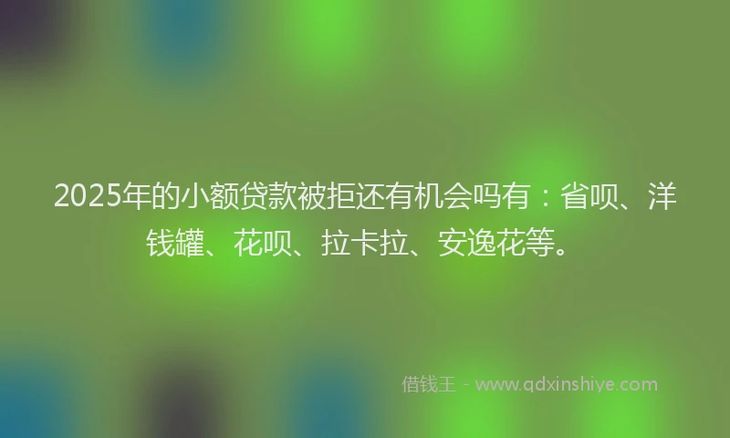 2025年的小额贷款被拒还有机会吗有：省呗、洋钱罐、花呗、拉卡拉、安逸花等。