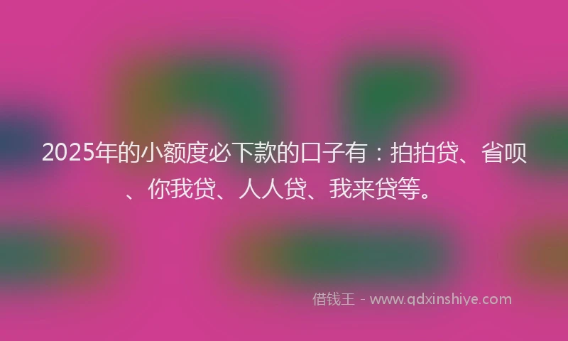 2025年的小额度必下款的口子有：拍拍贷、省呗、你我贷、人人贷、我来贷等。