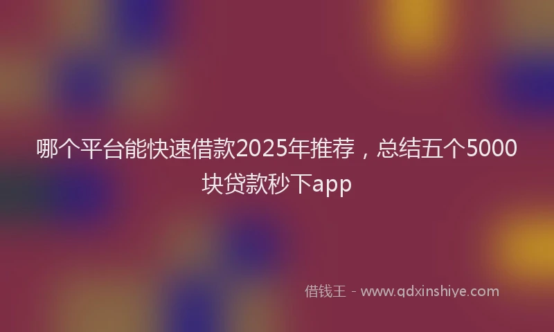 哪个平台能快速借款2025年推荐，总结五个5000块贷款秒下app