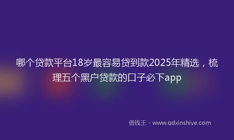 哪个贷款平台18岁最容易贷到款2025年精选，梳理五个黑户贷款的口子必下app