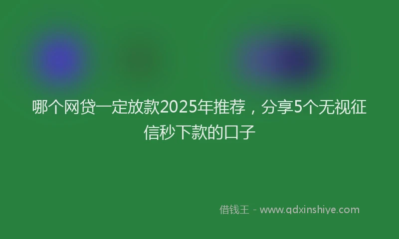 哪个网贷一定放款2025年推荐，分享5个无视征信秒下款的口子