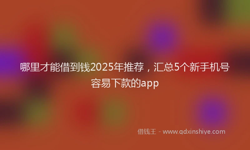 哪里才能借到钱2025年推荐，汇总5个新手机号容易下款的app