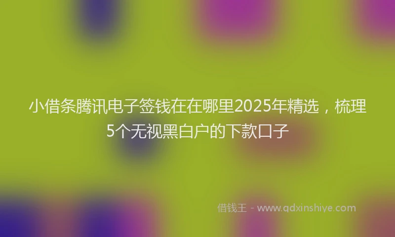 小借条腾讯电子签钱在在哪里2025年精选，梳理5个无视黑白户的下款口子