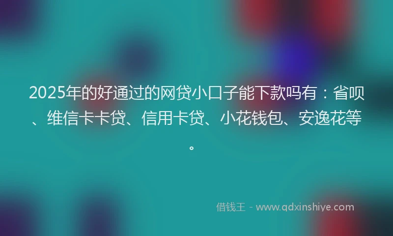 2025年的好通过的网贷小口子能下款吗有:省呗、维信卡卡贷、信用卡贷、小花钱包、安逸花等。