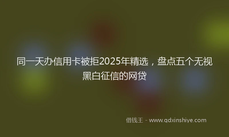 同一天办信用卡被拒2025年精选，盘点五个无视黑白征信的网贷