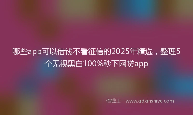 哪些app可以借钱不看征信的2025年精选，整理5个无视黑白100%秒下网贷app