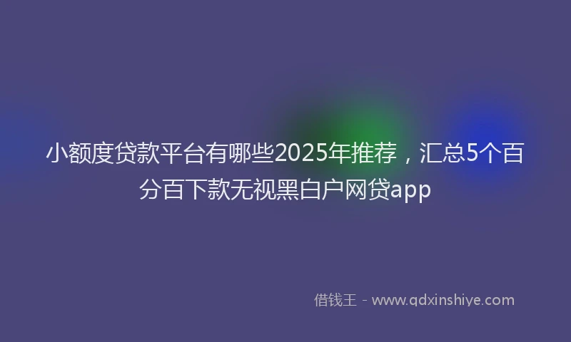 小额度贷款平台有哪些2025年推荐，汇总5个百分百下款无视黑白户网贷app