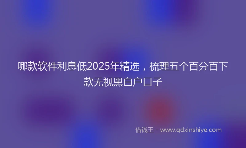 哪款软件利息低2025年精选，梳理五个百分百下款无视黑白户口子