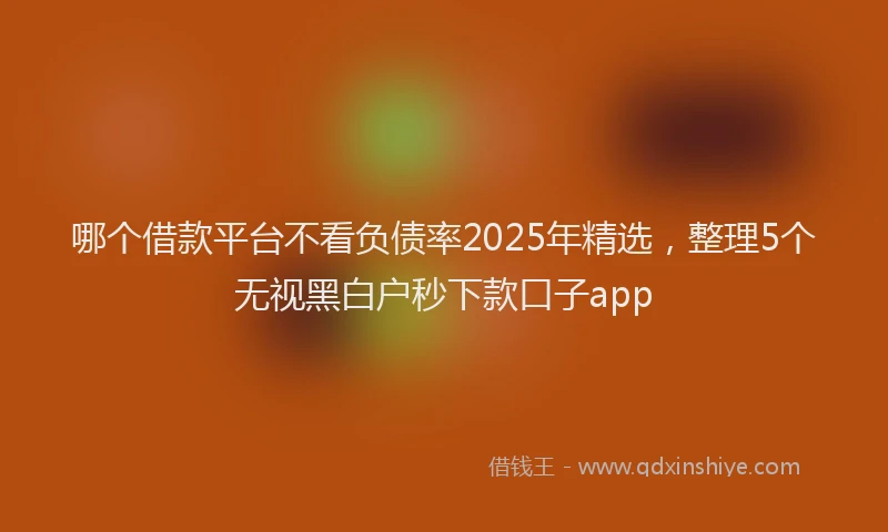 哪个借款平台不看负债率2025年精选，整理5个无视黑白户秒下款口子app