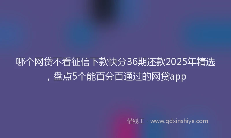 哪个网贷不看征信下款快分36期还款2025年精选，盘点5个能百分百通过的网贷app