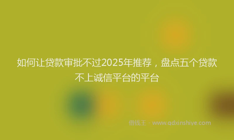 如何让贷款审批不过2025年推荐，盘点五个贷款不上诚信平台的平台
