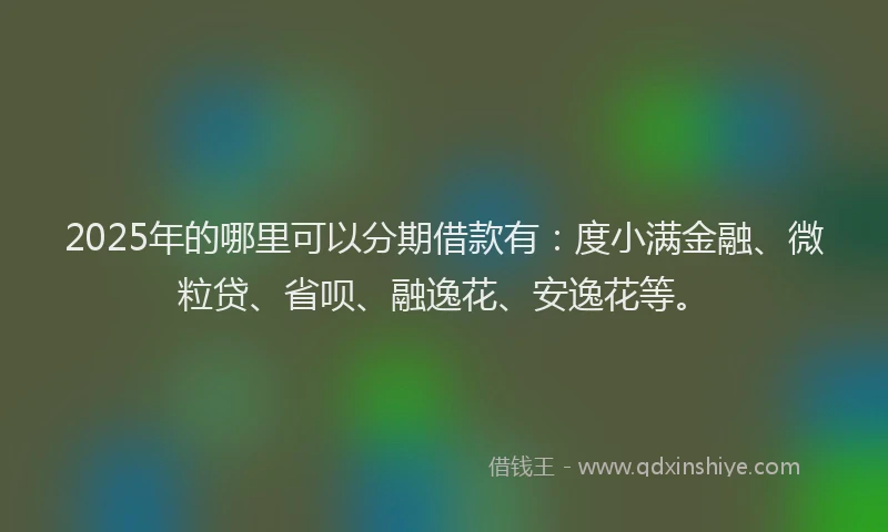 2025年的哪里可以分期借款有：度小满金融、微粒贷、省呗、融逸花、安逸花等。