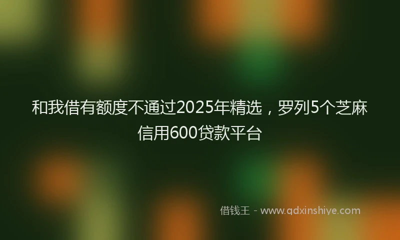 和我借有额度不通过2025年精选，罗列5个芝麻信用600贷款平台